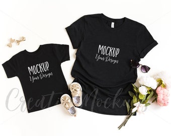 Bella And Canvas Mommy And Me Black Shirt Mockup Family Etsy