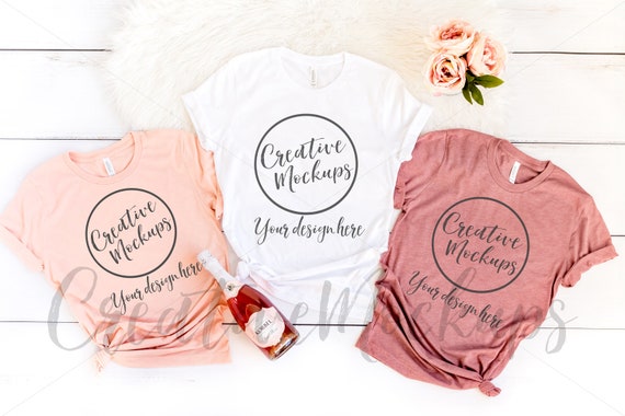 Bella Canvas White Heather Peach Heather Mauve Shirt Bella Canvas White Heather Peach Heather Mauve Shirt
