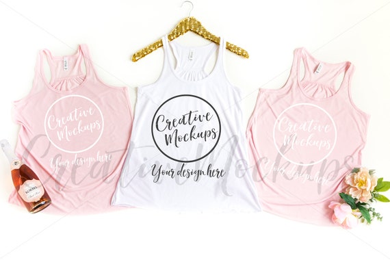 Bella Canvas White And Soft Pink Tank Top Mockup Bella Canvas White And Soft Pink Tank Top Mockup