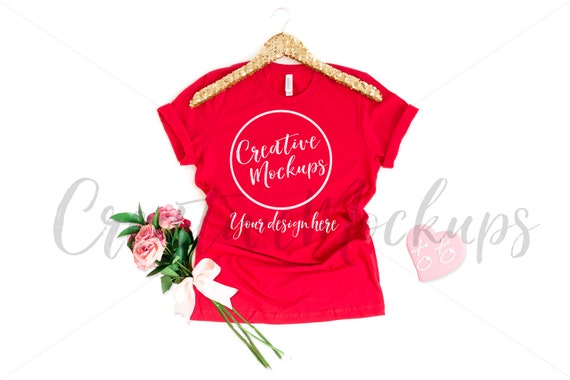 Bella Canvas Red Shirt Mockup 3001 Valentines Day Bella Canvas Red Shirt Mockup 3001 Valentines Day