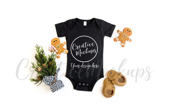 Set Of 2 Bella Canvas Black Bodysuit Mockup