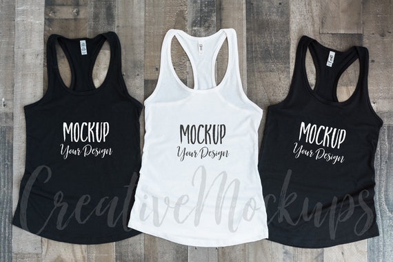 Black And White Next Level Tank Tops Mockup