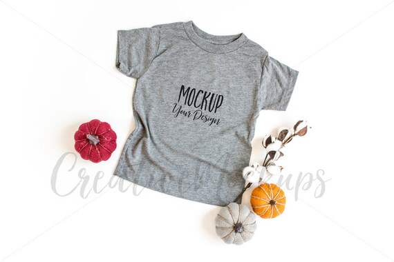 Bella And Canvas Fall Grey Triblend Toddler Shirt Mockup