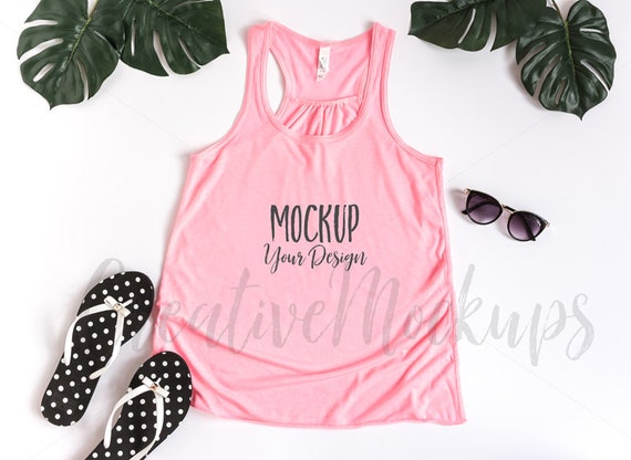 Bella And Canvas Pink Racerback Tank Top Mockup