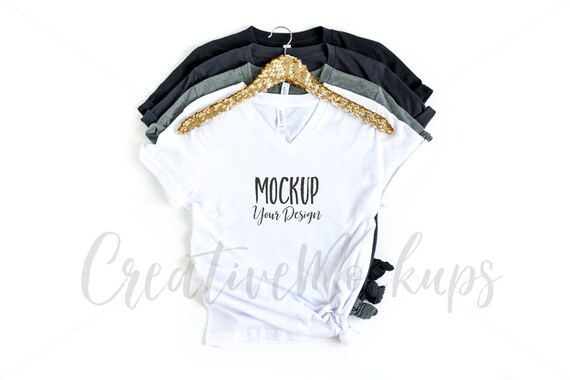 Bella  Canvas Stacked Vneck Mockups Apparel Mockups