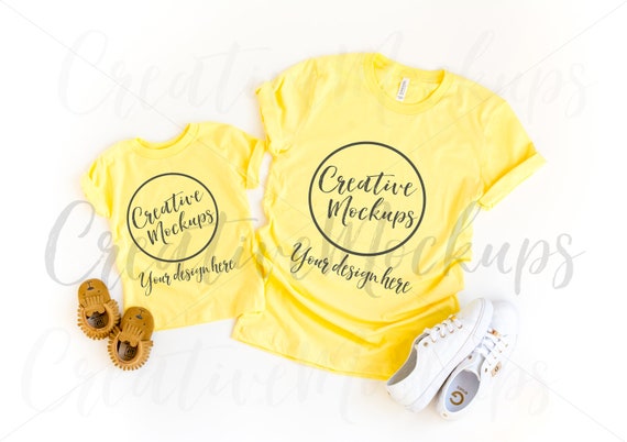 Mommy And Me Yellow Shirt Mockup 3001 3001t Mommy And Me Yellow Shirt Mockup 3001 3001t