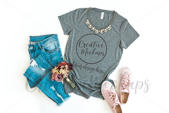 Bella And Canvas Ladies Grey Triblend Shirt Mockup B8413 Bella And Canvas Ladies Grey Triblend Shirt Mockup B8413