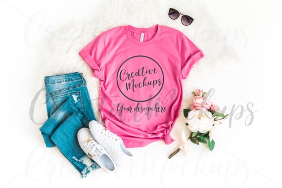 Download Bella Canvas Charity Pink Shirt Mockup 3001 64848 Mockups Free Psd Templates