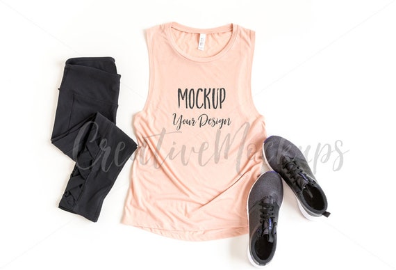 Bella  Canvas Peach Muscle Tank Top Mockup