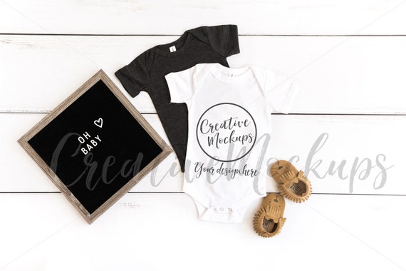 White And Dark Grey Baby Bodysuit Mockup Baby White And Dark Grey Baby Bodysuit Mockup Baby
