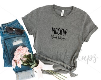 Download Bella Canvas Heather Gray 3001 Shirt Mockup Png Transparent Background File Only Bella Canvas Flat Lay Apparel Shirt Mockup Psd Mockups Templates Books Free PSD Mockup Templates