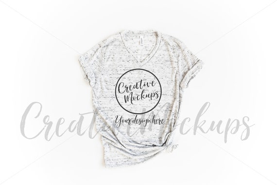 White Marble Vneck Shirt Mockup With Side Knot