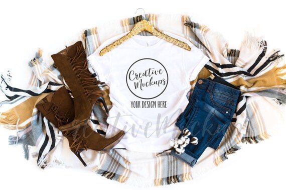 Bella And Canvas White Fall Shirt Mockup With Tall Bella And Canvas White Fall Shirt Mockup With Tall