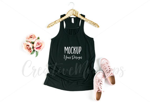 Bella Canvas Black Tank Top Mockup Feminine Racerback Bella Canvas Black Tank Top Mockup Feminine Racerback