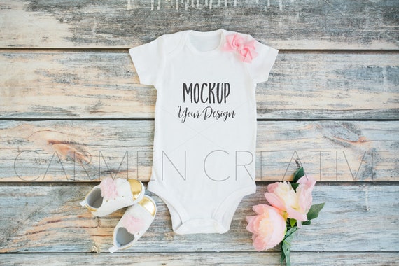 Baby Girl Bodysuit Mockup Bodysuit Mockup On Wood Baby Girl Bodysuit Mockup Bodysuit Mockup On Wood