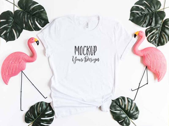 Flamingo Style White T-Shirt Mockup Bella Canvas Flamingo Style White T-Shirt Mockup Bella Canvas