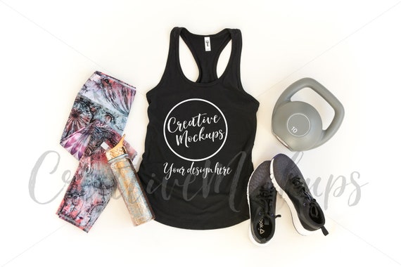 Feminine Black Tank Top Mockup White Tank Top