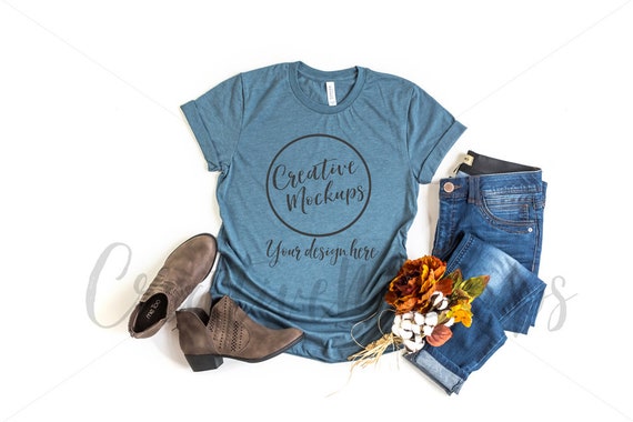 Bella Canvas Fall Heather Slate Shirt Mockup 3001 Bella Canvas Fall Heather Slate Shirt Mockup 3001