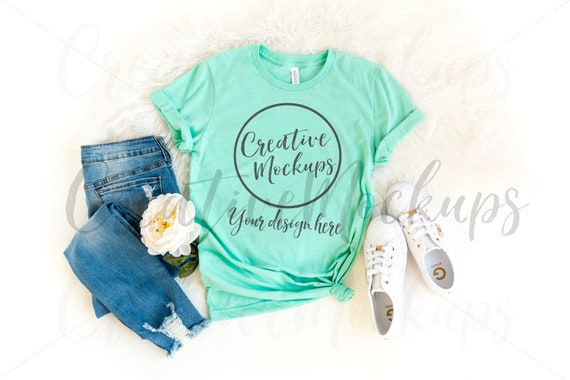 Bella Canvas Mint-Shirt Mockup 3001 Year Bella Canvas Mint-Shirt Mockup 3001 Year