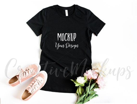 Heather Black Ladies Shirt Mockup Bella Canvas Heather Black Ladies Shirt Mockup Bella Canvas