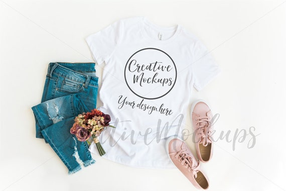 Bella And Canvas Ladies White Shirt Mockup 6004