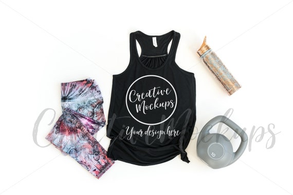 Bella  Canva Black Tank Top Mockup 8800