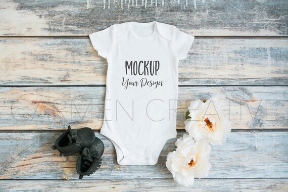 Gender Neutral Baby Bodysuit Mockup Bodysuit Mockup On