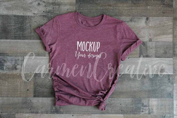 Bella  Canvas Maroon Shirt Mockup 3001 Basic