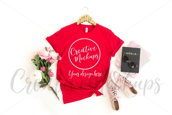 Bella  Canvas Red Shirt Mockup 3001 Valentines