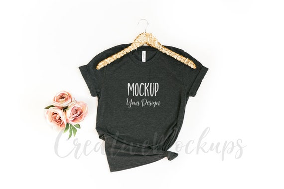 Bella And Canvas Dark Grey Heather Shirt Mockup 3001