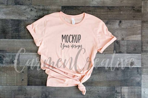 Bella  Canvas Heather Peach Shirt Mockup 3001