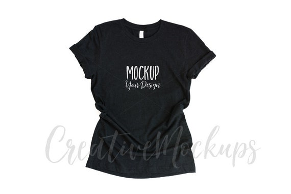 Bella And Canvas Basic Black Shirt Mockup 3001