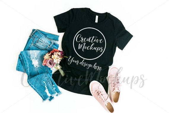 Bella And Canvas Ladies Black Shirt Mockup 6004