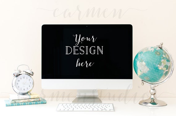 Imac Styled Stock Photography Globe Desktop Mockup Desktop Styled