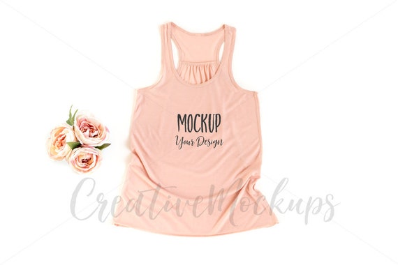 Bella Canvas Peach Tank Top Mockup Feminine Racerback Bella Canvas Peach Tank Top Mockup Feminine Racerback
