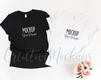 Download Bella and Canvas Black and White His and Hers T-Shirt ...