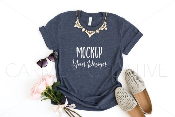 Download Free Bella Canvas Heather Navy Unisex Shirt Mockup 3001 Psd Free Football Jersey Mockup Psd Download Jersey Mockup Photos PSD Mockup Templates