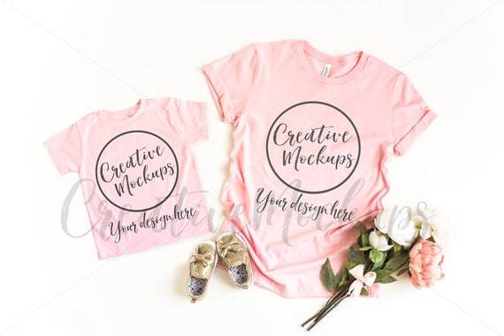 Bella And Canvas Pink Mommy And Me Shirt Mockup 3001 3001t Etsy