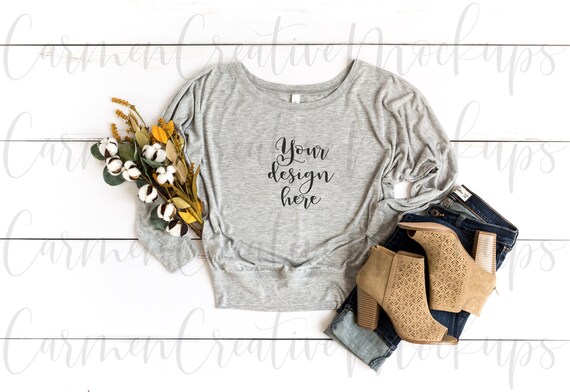 Bella Canvas Athletic Heather Long Sleeve Mockup 8850 Etsy