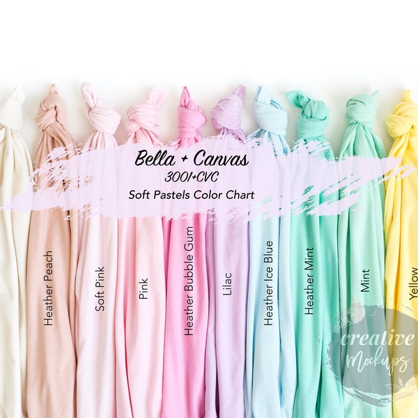 Bella + Canvas Soft Pastels Color Chart 3001 / Knotted T-Shirts Color Swatch / Spring - Easter / 2 Digital Downloads Included / JPEG Files