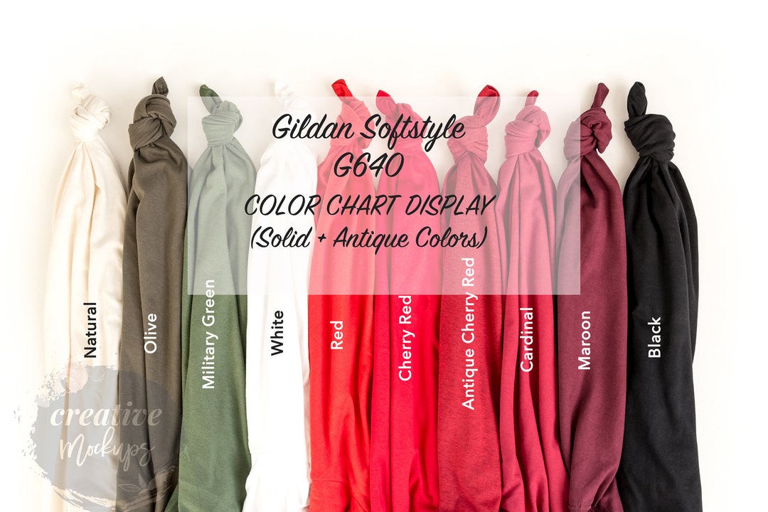 Gildan Softstyle Color Chart Display G640 / Solid Colors Knotted T