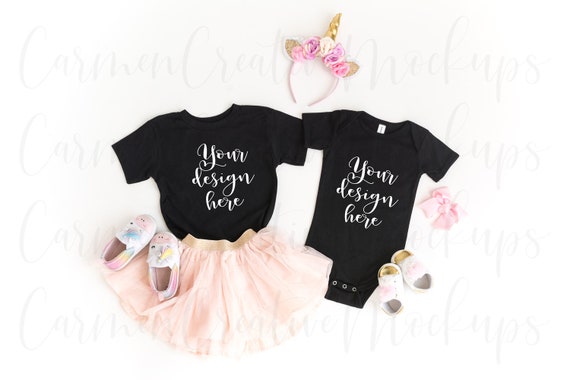 Bella Canvas Black Toddler Shirt Baby Bodysuit Mockup Etsy