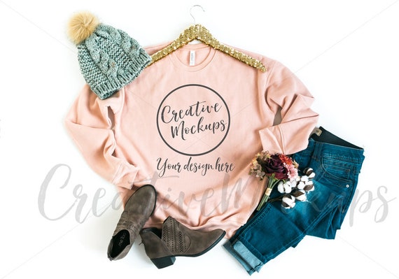 Bella And Canvas Peach Unisex Drop Shoulder Fleece Sweatshirt Etsy
