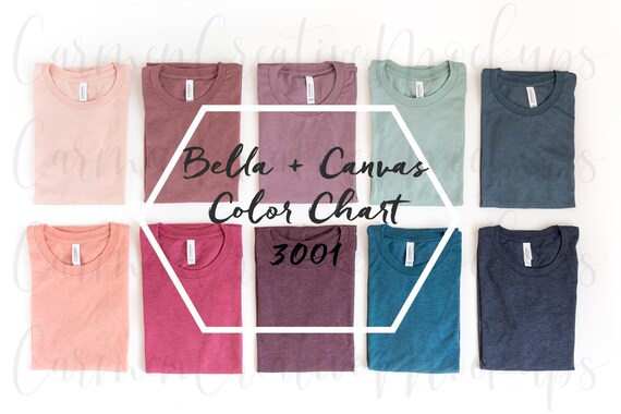 Download Bella Canvas Popular Heather Color Chart 3001 10 Folded Etsy