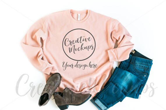 Bella And Canvas Peach Unisex Drop Shoulder Fleece Sweatshirt Etsy
