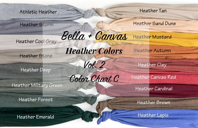 Bella Canvas Heather Colors Color Chart 3001CVC Vol.2 / 3 Etsy