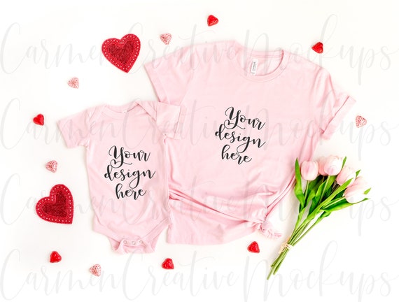 Bella Canvas Pink Mommy And Me Shirt Mockup Etsy
