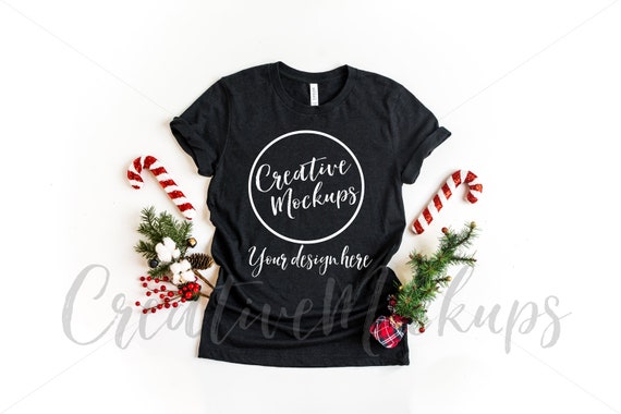 Bella Canvas Heather Black Shirt Mockup 3001 Christmas Etsy