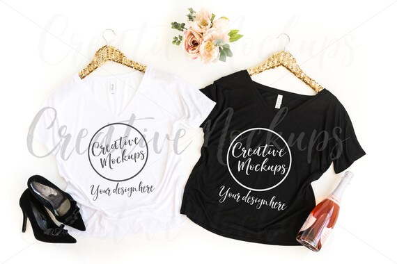 Bella Canvas White And Black Shirt Mockups 8815 Party Etsy