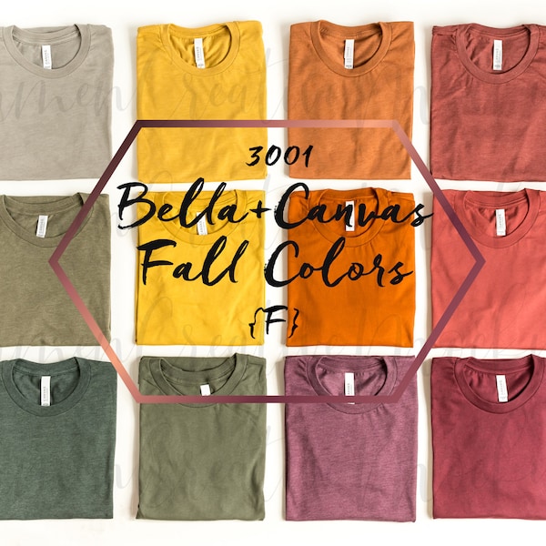 Bella + Canvas Fall Colors Color Chart Display 3001 [F] / Folded T-Shirts Color Swatch/  Product Promotion Mockup / Photography Download